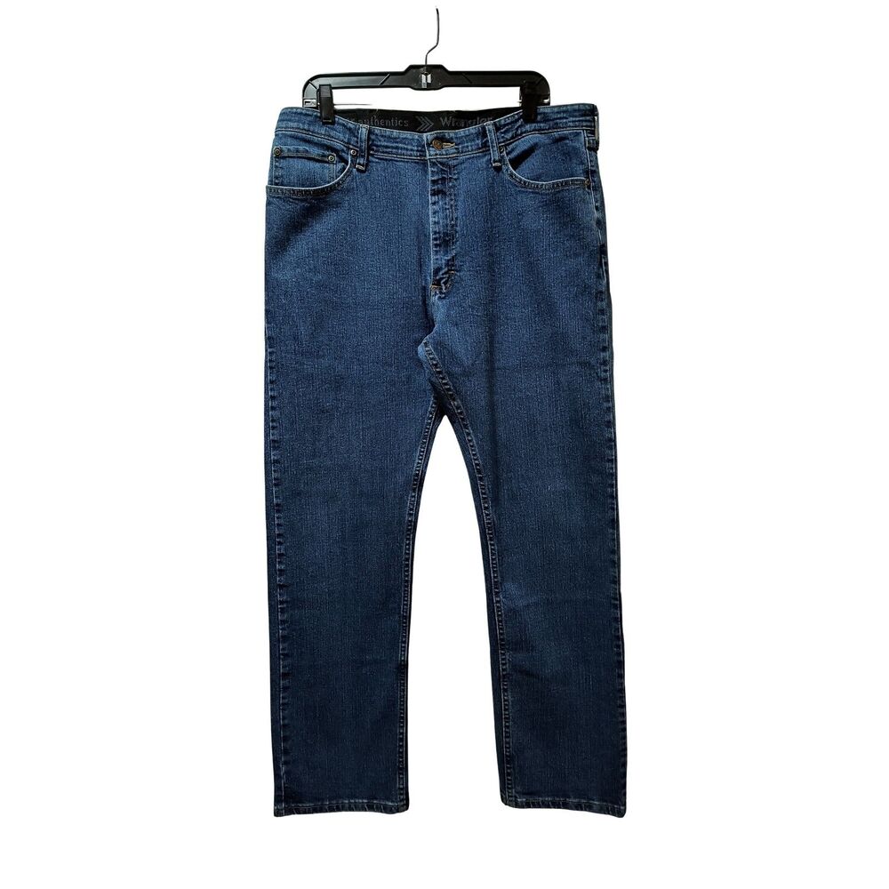Wrangler Authentics Jeans Men's 37x31 Straight Blue Stretch Denim 10ZM1CSDS